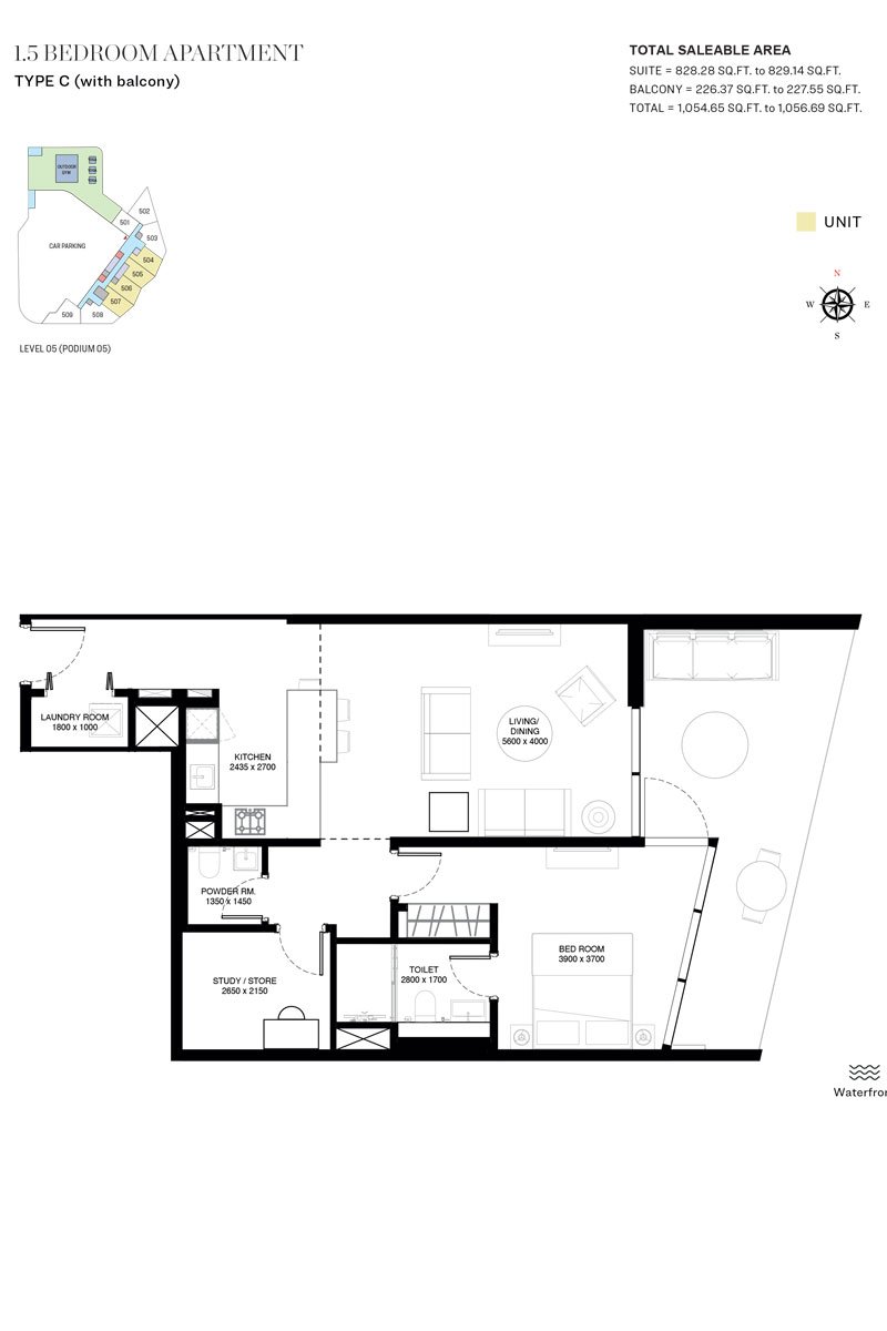 1 Bedroom floor plan