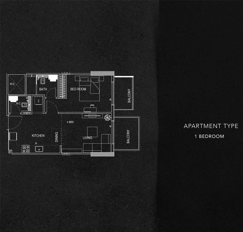 1 Bedroom floor plan
