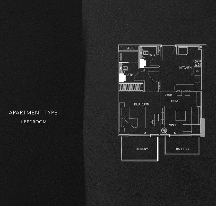 1 Bedroom floor plan