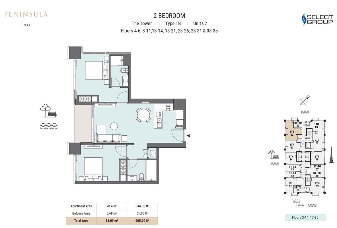 2 Bedroom floor plan