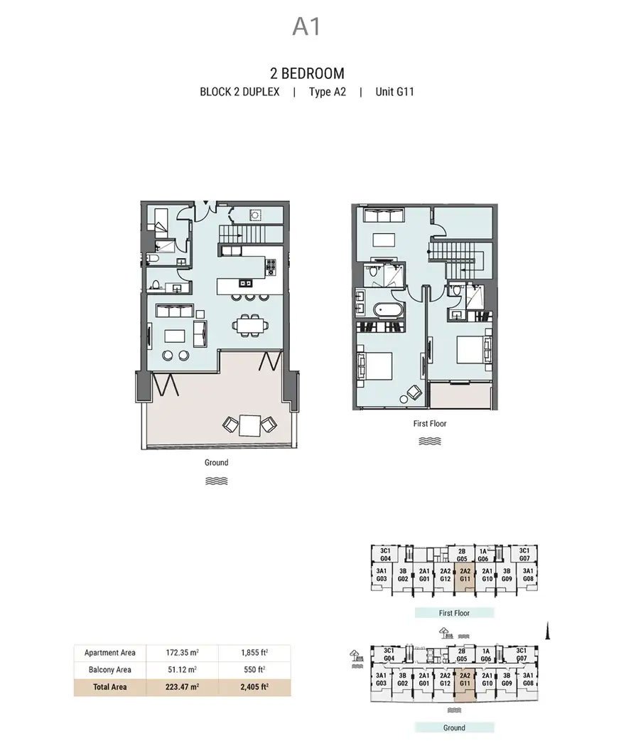 2 Bedrooms floor plan