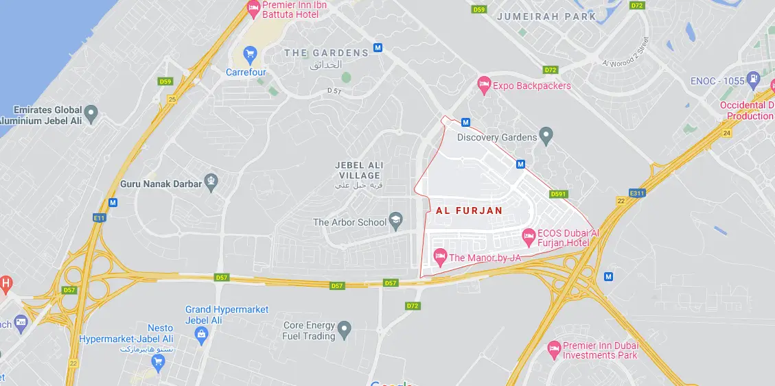 Tilal Al Furjan location map